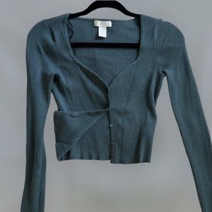 H&M ribbed button up cardigan Size S Teal